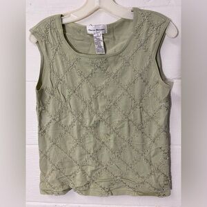 Rena Rowan Sage Green Embellished Tank Top